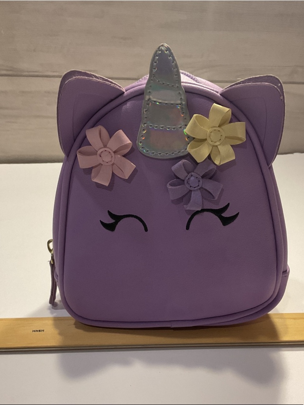 Kids Purple Unicorn Pouch with Floral Accents From Bath and Body Works